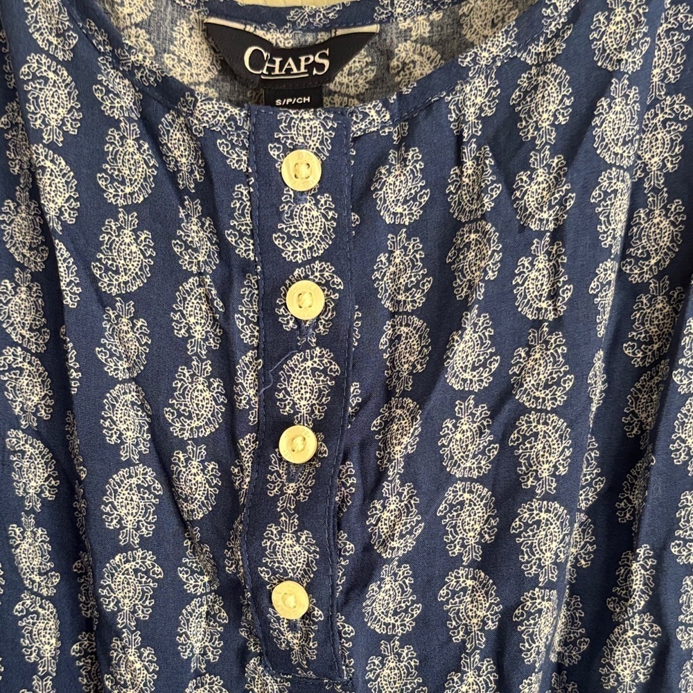 Chaps Navy and White Patterned Jumpsuit - Picture 7 of 10